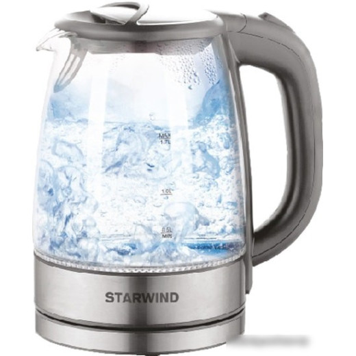 Чайник электрический Starwind SKG2315 1.7л. 2200Вт серый/серебристый (корпус: стекло)