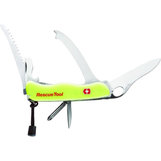 Нож перочинный VICTORINOX RescueTool One Hand 0.8623.MWN, пластик/сталь, желтый