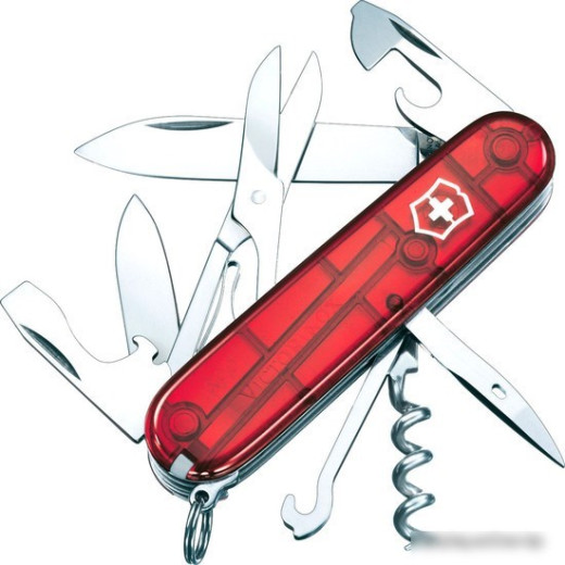 Нож перочинный Victorinox Climber (1.3703.T) 91мм 14функций красный полупрозначный карт.коробка