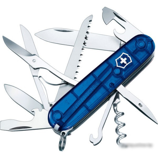 Нож перочинный Victorinox Huntsman (1.3713.T2) 91мм 15функций синий полупрозрачный карт.коробка