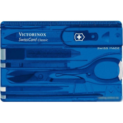 Швейцарская карта Victorinox SwissCard Classic (0.7122.T2) синий полупрозрачный коробка подарочная