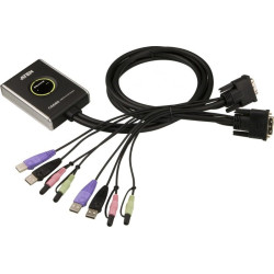 KVM-переключатель ATEN (CS682-AT) KVM+Audio, 1 user USB+DVI-D => 2 cpu USB+DVI-D, со встр.шнурами US