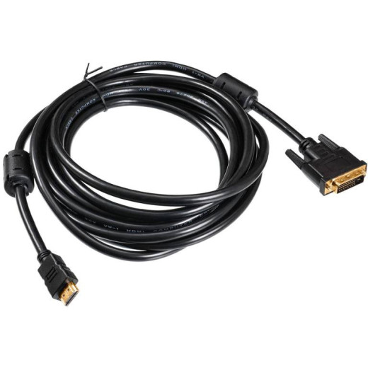 Кабель DVI Buro HDMI19 (m)/DVI-D(m) 5м феррит.кольца Позолоченные контакты
