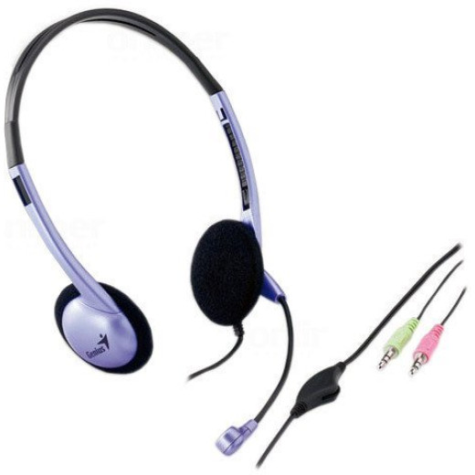 Наушники с микрофоном Genius HS-02B серебристый 1.9м