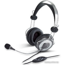 Наушники с микрофоном GENIUS HS-04SU, 31710045100, накладные, серый