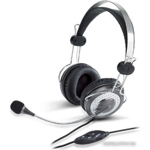 Наушники с микрофоном GENIUS HS-04SU, 31710045100, накладные, серый