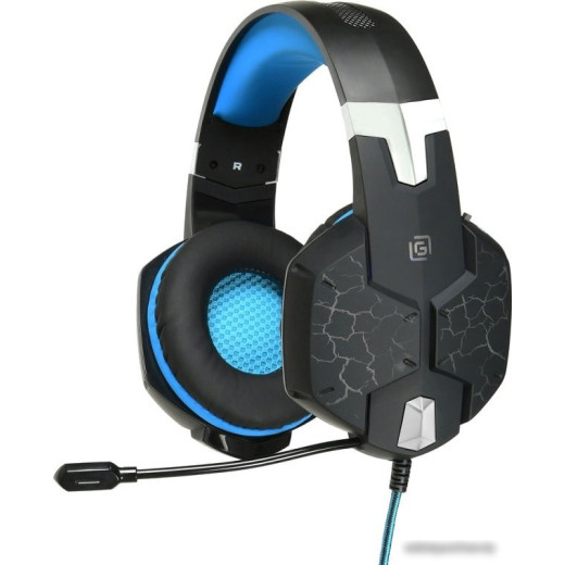 Наушники с микрофоном Oklick HS-L930G SNORTER черный/синий 2м мониторные USB оголовье (HS-L930G)