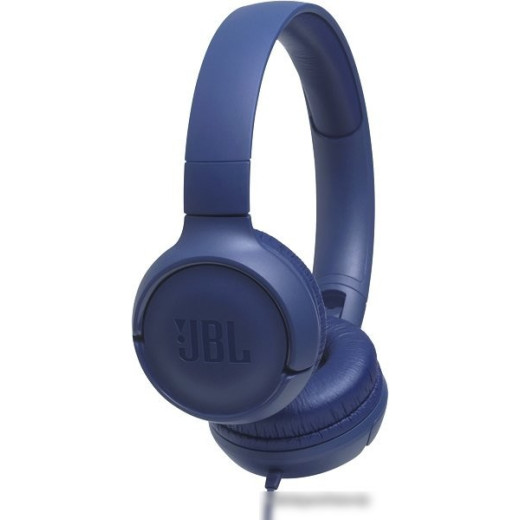Гарнитура накладные JBL T500 1.187м синий проводные оголовье (JBLT500BLU)