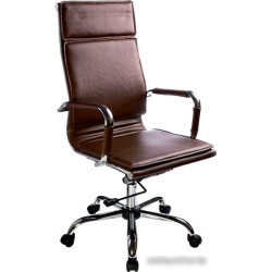 Кресло руководителя БЮРОКРАТ Ch-993, на колесиках, кожзам, коричневый