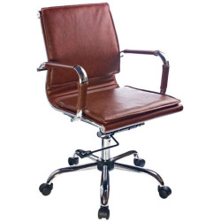 Кресло руководителя Бюрократ CH-993-Low/Brown низкая спинка коричневый искусственная кожа крестовина хромированная