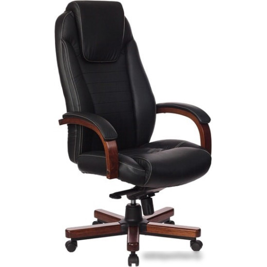 Кресло руководителя Бюрократ T-9923WALNUT/BLACK черный кожа крестовина дерево