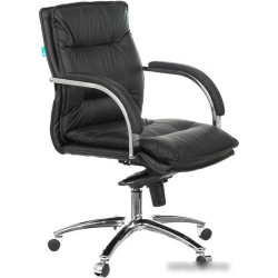 Кресло руководителя Бюрократ T-9927SL-LOW/BLACK низкая спинка черный кожа крестовина хром