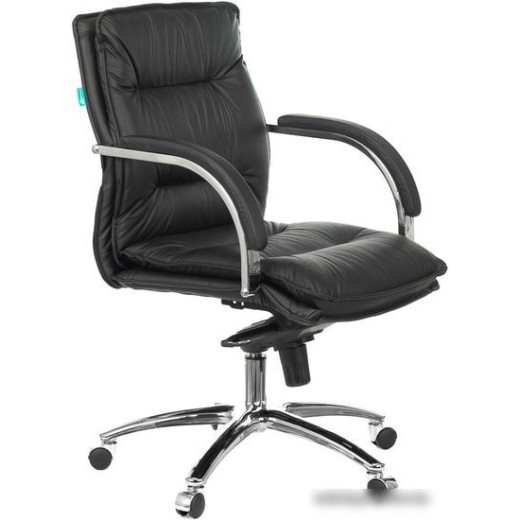 Кресло руководителя Бюрократ T-9927SL-LOW/BLACK низкая спинка черный кожа крестовина хром