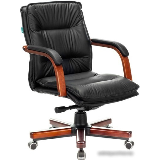 Кресло руководителя Бюрократ T-9927WALNUT-LOW черный кожа низк.спин. крестовина металл/дерево