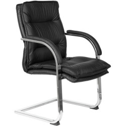 Кресло Бюрократ T-9927SL-LOW-V/BLACK на полозьях черный кожа