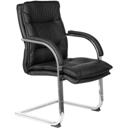 Кресло Бюрократ T-9927SL-LOW-V/BLACK на полозьях черный кожа
