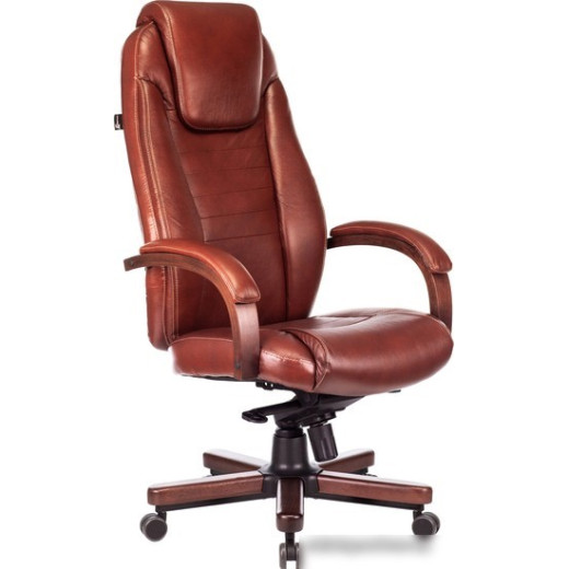 Кресло руководителя Бюрократ T-9923WALNUT светло-коричневый Leather Eichel кожа крестовина металл/дерево