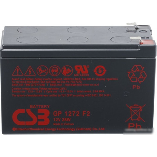 Аккумулятор для ИБП CSB GP1272 28W F2 (12В/7.2 А·ч)