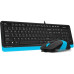 Клавиатура + мышь A4Tech Fstyler F1010 (черный/синий)