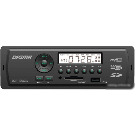 Автомагнитола Digma DCR-100G24 1DIN 4x45Вт