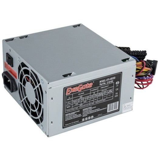 Блок питания 350W Exegate AB350, ATX, 8cm fan, 24p+4p, 3*SATA, 2*IDE, FDD