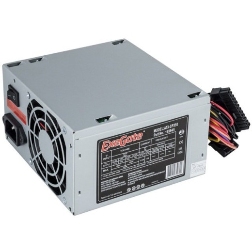 Блок питания 350W Exegate CP350, ATX, 8cm fan, 24p/4p, 3*SATA, 2*IDE, FDD