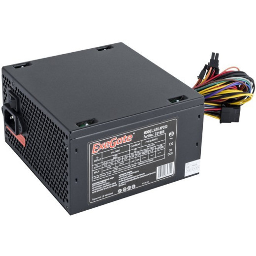 Блок питания 350W Exegate XP350, ATX, black, 12cm fan, 24p+4p, 3*SATA, 2*IDE, FDD