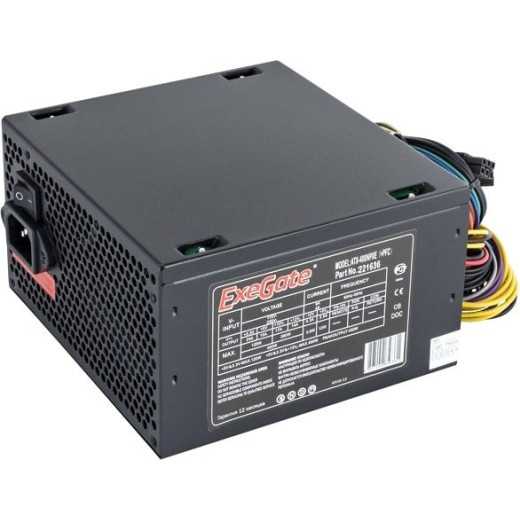 Блок питания 400W Exegate 400NPXE(+PFC), ATX, black,12cm fan, 24p+4p, 6/8p PCI-E, 3*SATA, 2*IDE, FDD