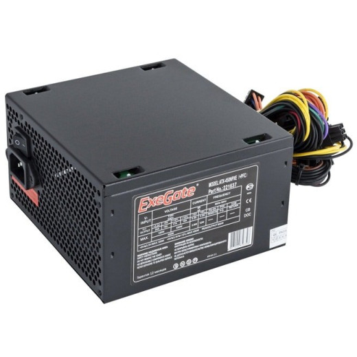 Блок питания 450W Exegate 450NPXE(+PFC), ATX, black, 12cm fan, 24p+4pi, 6/8p PCI-E, 3*SATA, 2*IDE,