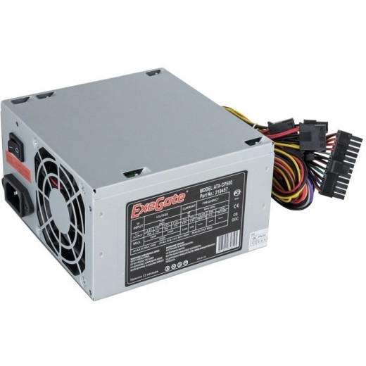 Блок питания 500W Exegate CP500, ATX, 8cm fan, 24p+4p, 3*SATA, 1*FDD, 2*IDE