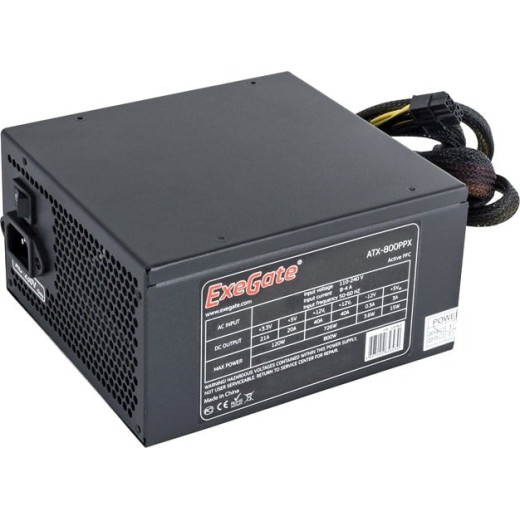 Блок питания 800W Exegate 800PPX RTL, ATX, black, APFC, 14cm, 24p+2*(4+4)p, PCI-E, 4*IDE, 5*SATA,