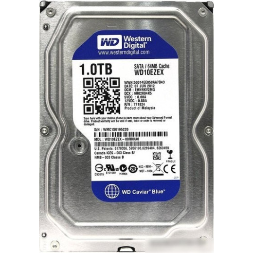 Жесткий диск WD Original SATA-III 1Tb WD10EZEX Caviar Blue (7200rpm) 64Mb 3.5