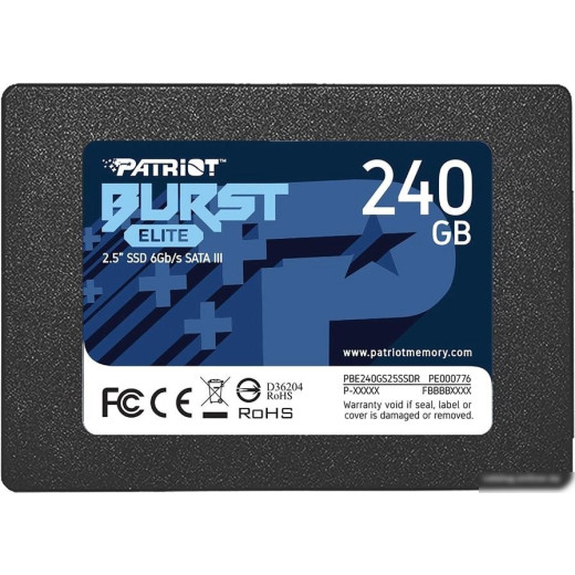 Накопитель SSD Patriot SATA III 240Gb PBE240GS25SSDR Burst Elite 2.5