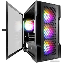 Корпус 1STPLAYER TRILOBITE T3 Black / mATX, TG / 4x 120mm LED fans inc. / T3-BK-4F1