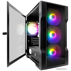 Корпус 1STPLAYER TRILOBITE T3-G Black / mATX, TG / 4x 120mm LED fans inc. / T3-G-BK-4F1