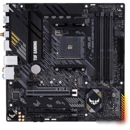 Материнская плата Asus TUF GAMING B550M-PLUS (WI-FI) Soc-AM4 AMD B550 4xDDR4 mATX AC`97 8ch(7.1) 2.5Gg RAID+HDMI+DP