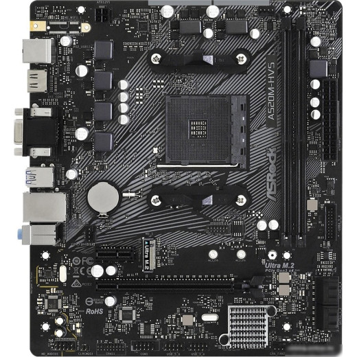 Материнская плата Asrock A520M-HVS Soc-AM4 AMD A520 2xDDR4 mATX AC`97 8ch(7.1) GbLAN RAID+VGA+HDMI
