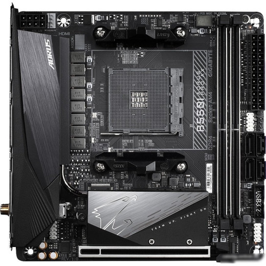 Материнская плата Gigabyte B550I AORUS PRO AX Soc-AM4 AMD B550 2xDDR4 mini-ITX AC`97 8ch(7.1) 2.5Gg RAID+HDMI+DP