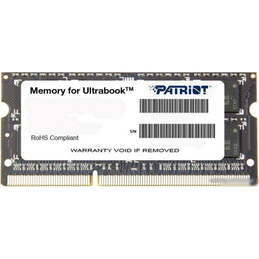 Память DDR3 8Gb 1600MHz Patriot PSD38G1600L2S RTL PC3-12800 CL11 SO-DIMM 204-pin 1.5В