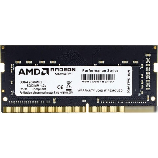 Память DDR4 4Gb 2666MHz AMD R744G2606S1S-UO Radeon R7 Performance Series OEM PC4-21300 CL16 SO-DIMM 260-pin 1.2В