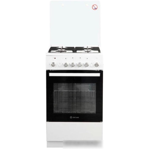 Плита Комбинированная De Luxe 5040.40гэ (кр) ЧР белый (стеклянная крышка) реш.чугун