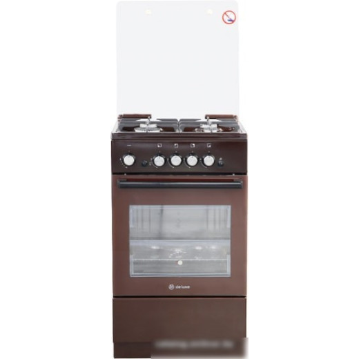 Плита Газовая De Luxe 5040.32г (кр) ЧР белый (стеклянная крышка) реш.чугун