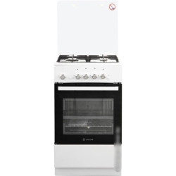 Плита Газовая De Luxe 5040.42г (кр) ЧР белый (стеклянная крышка) реш.чугун