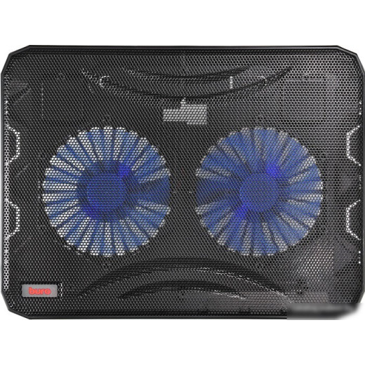 Подставка Buro BU-LCP156-B214 15.6 358x270x21мм 1xUSB 2x 140ммFAN 597г металлическая сетка/пластик черный