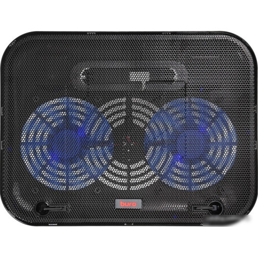 Подставка Buro BU-LCP140-B214H 14 338x255x22мм 1xUSB 2x 140ммFAN 480г металлическая сетка/пластик черный
