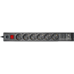 Сетевой фильтр Buro BU-SP1.8_USB_2A-B 1.8м. (6 розеток) черный