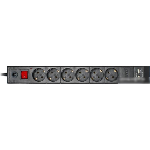 Сетевой фильтр Buro BU-SP1.8_USB_2A-B 1.8м. (6 розеток) черный