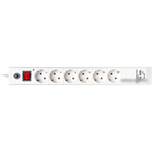 Сетевой фильтр Buro BU-SP3_USB_2A-W 3м. (6 розеток) белый