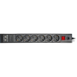 Сетевой фильтр Buro BU-SP3_USB_2A-B 3м. (6 розеток) черный