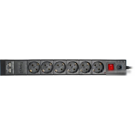 Сетевой фильтр Buro BU-SP3_USB_2A-B 3м. (6 розеток) черный